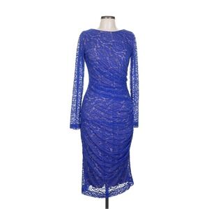 Dress The Population Electric‎ Blue Lace Long Sleeve Dress L Bodycon Sexy Party